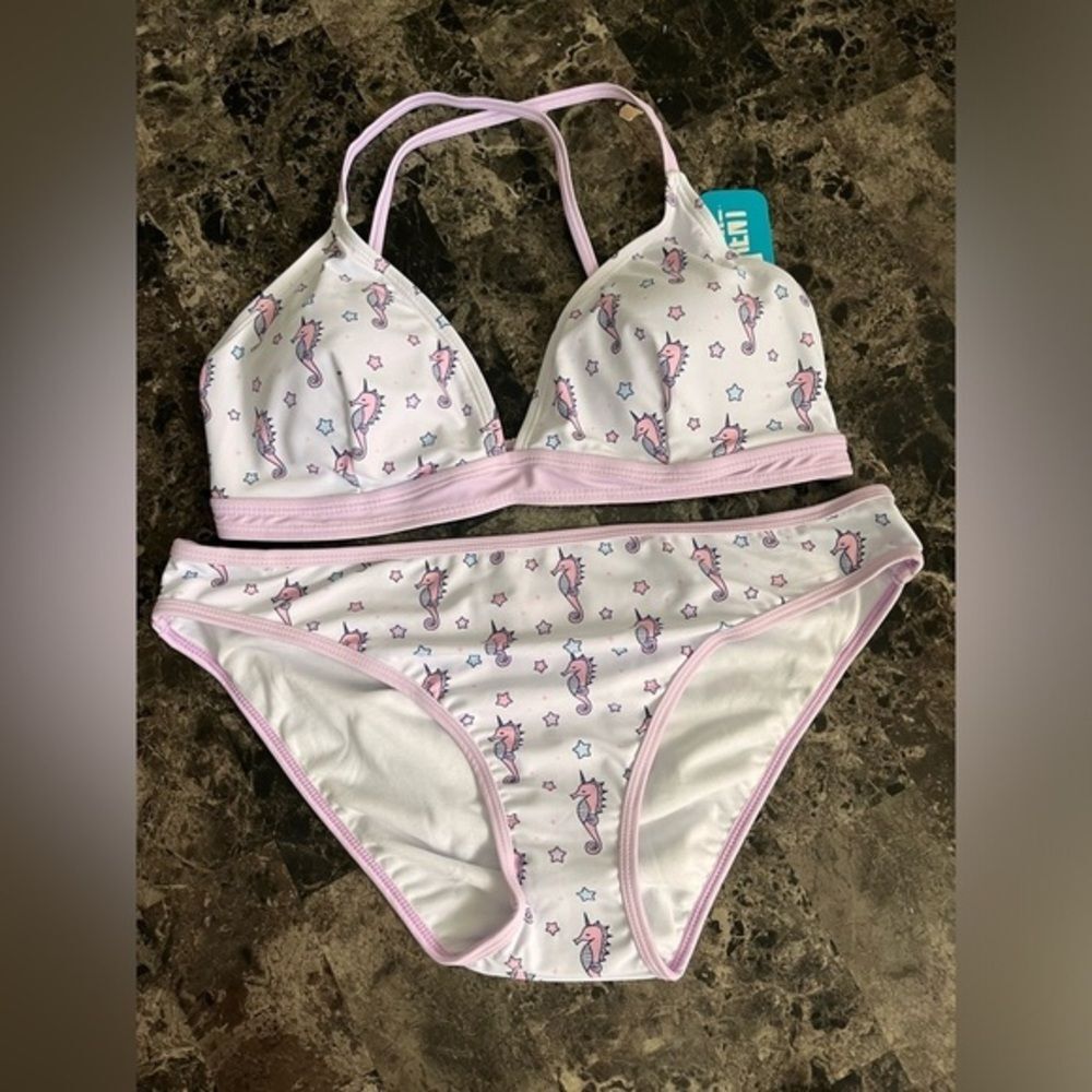 Juniors' UNDERCURRENT Graphic Print Seahorse Triangle Bikini